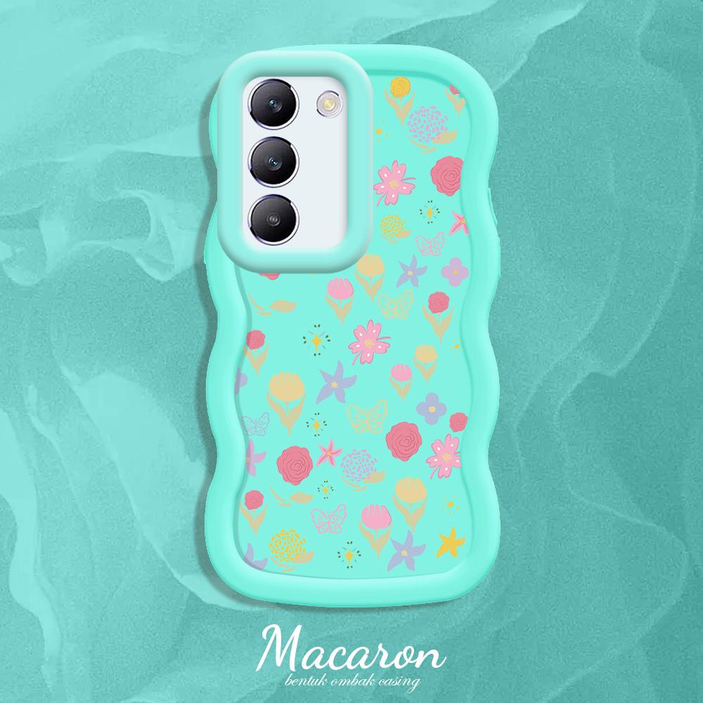 

Окрашенный узор Big Wave Edge Мягкий силиконовый материал Macaron чехол для телефона противоударный защитный резиновый чехол для OnePlus Vivo Motorola Moto Vivo Y22S синий