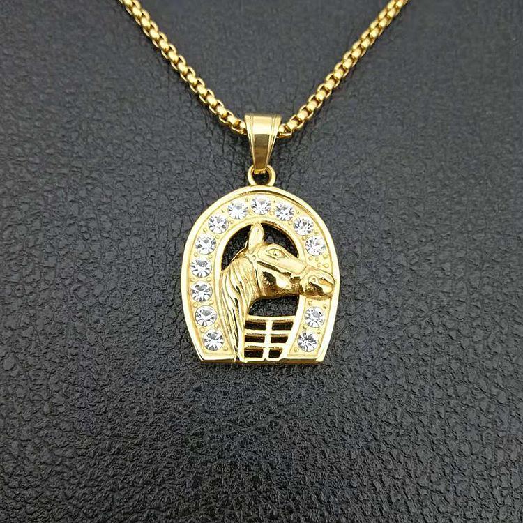 New Gold Color Horseshoe Stainless Steel Necklace Horse Pendant Necklace Brand Necklaces Wmen Women's Fashion Jewelry Gift