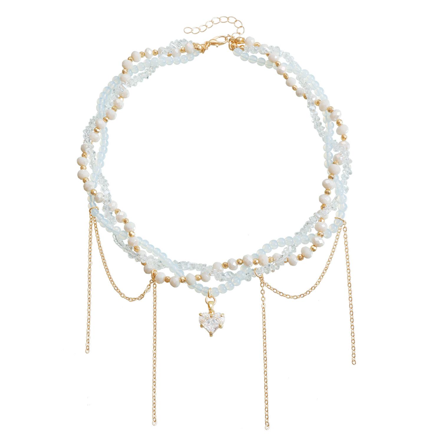 

Ювелирные изделия Стекло Кристалл Свет Роскошь Любовь Кисточка Ключица Цепочка Премиум Намотка Многослойное Ожерелье Женщины