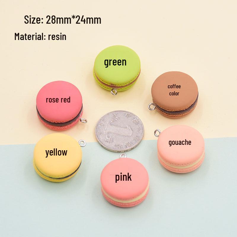 Resin 3D Colored Macaron Earrings Keychain Pendant DIY Edible Toy Ornaments
