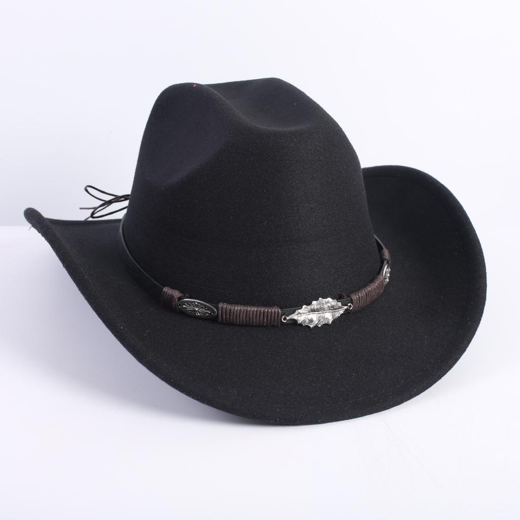 Popular European and American fashion OL style one-word cowboy hat men's and women's high-end top hat jazz hat felt hat