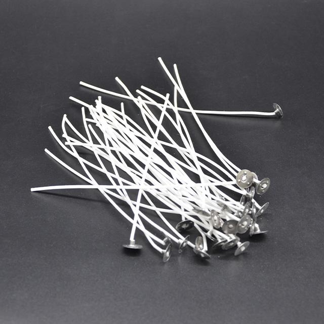 W40M20 20cm Length Pre Waxed Pure Cotton Wick with Metal Base 100pcs in One Bag