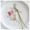 Cute Cherry Fruit Acrylic For Women Hollow Star Pink Star Peach Pendant Mixed Bead Green Suede Ribbon Bag Accessories Bag Charm