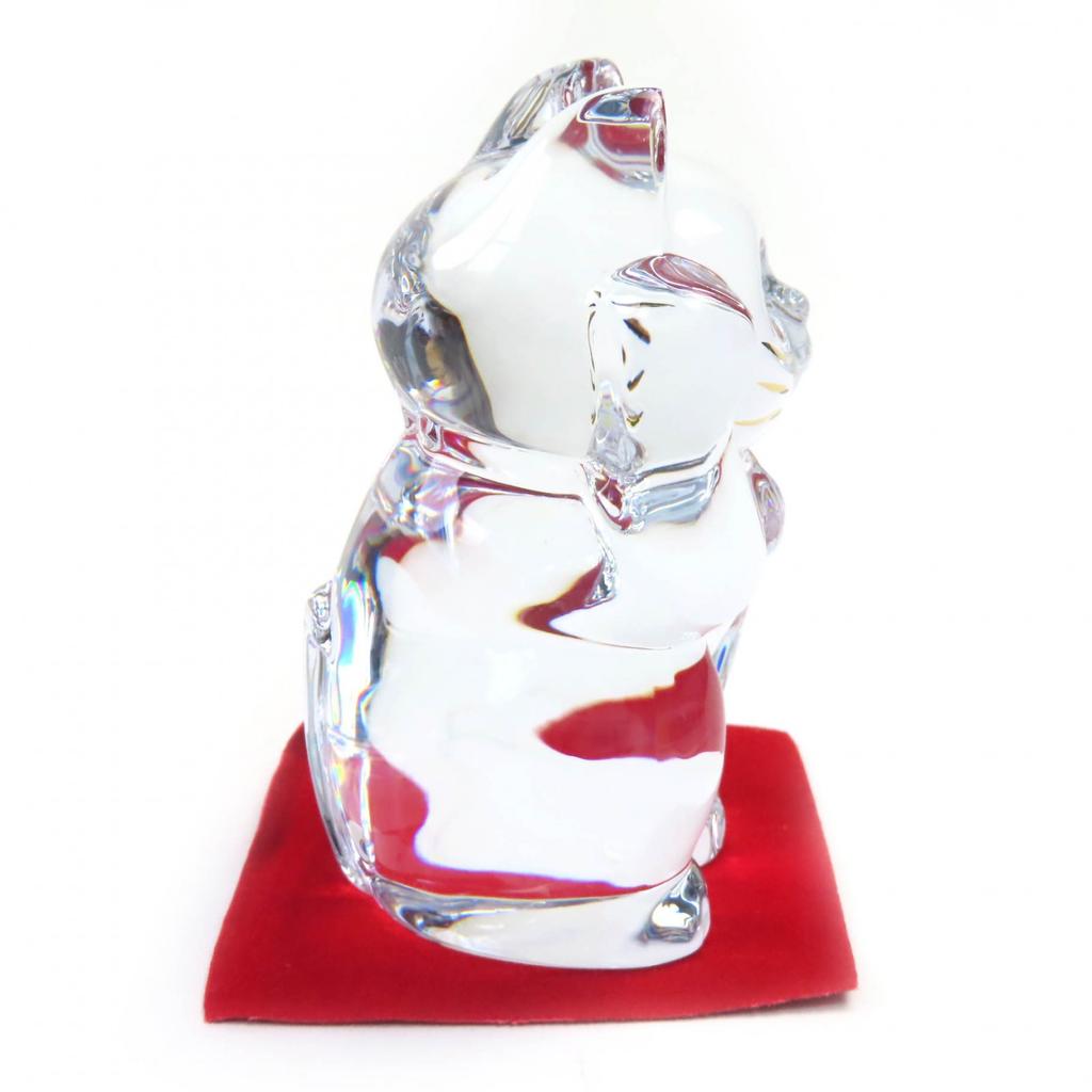 Excellent Baccarat object Lucky Cat clear crystal Women Used