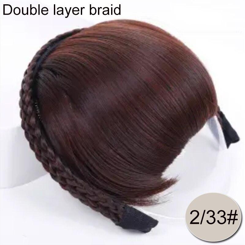 Synthetic Heat Resistant Hair Neat Fringe With Braids Headband Blunt Bangs Hair Extensions For Women Hairpieces