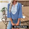 BITCED Damesmode Casual V-hals Korte Mouw Blouses & Overhemden