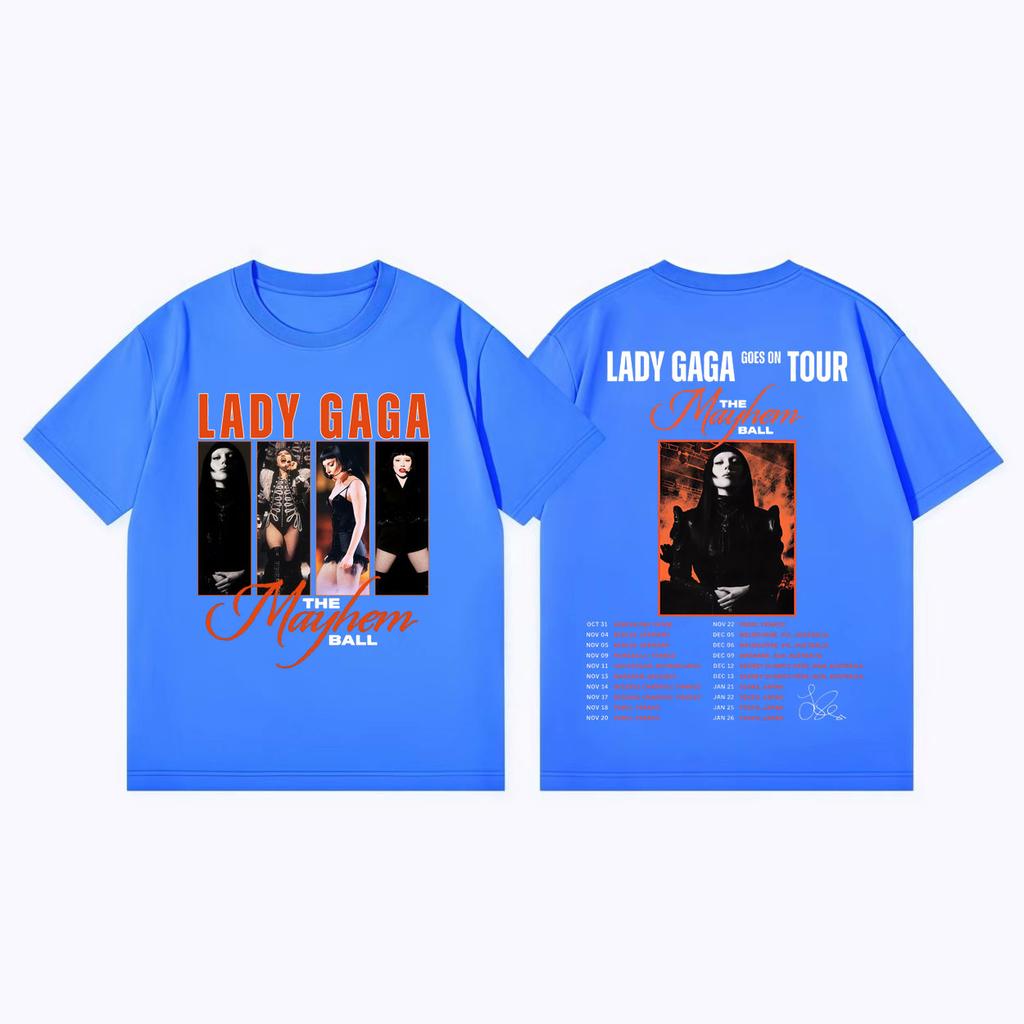 Singer Lady Gaga The Mayhem Ball Tour 2026 Graphic T Shirts Harajuku Rock Style Tshirts Men Women Fashion Casual Loose Tshirt
