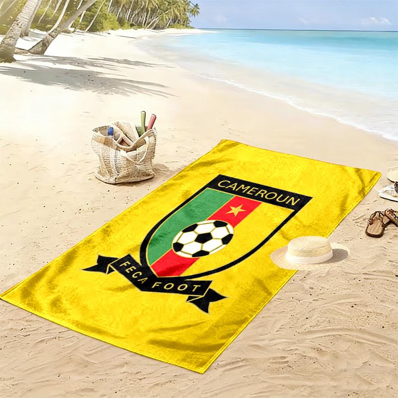 Cameroonian Football Federation Print Beach Towel, Large Soft Quick Dry Towel for Beach Camping Swimming