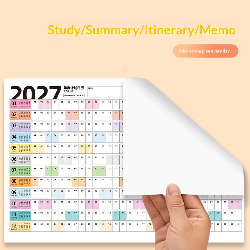 2027 Full Year Wall Calendar Blank Writing Blocks Daily Planning Scheduling Memorandum