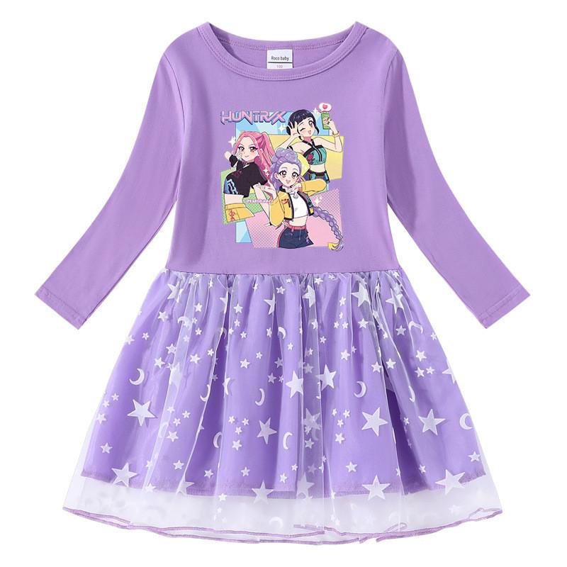 Vestido de Malla Redonda Estampado Kpop para Niñas Mira Zoey Rumi Hunters