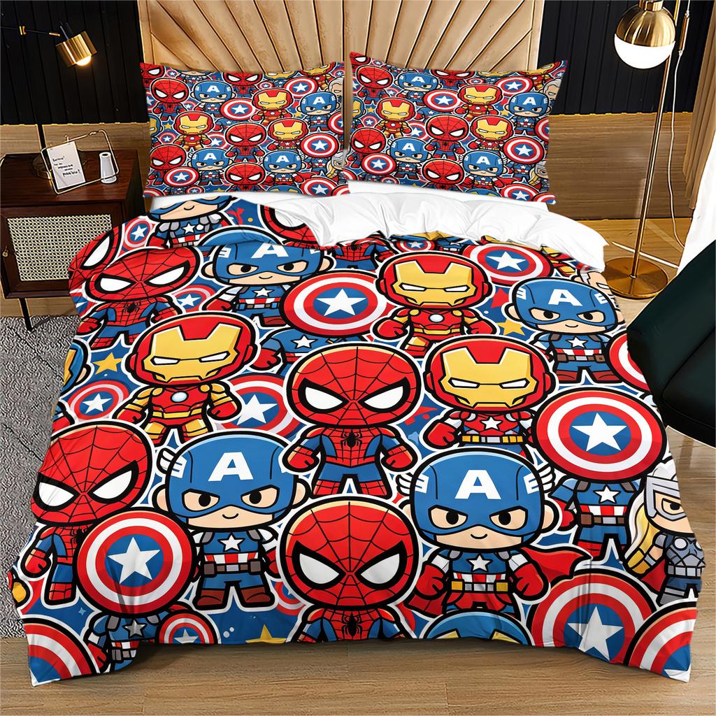 Cute Marvel Superhero Duvet Cover Set Comforter Cover Bedding Set No Filler For Teens Bedroom Living Room Decor