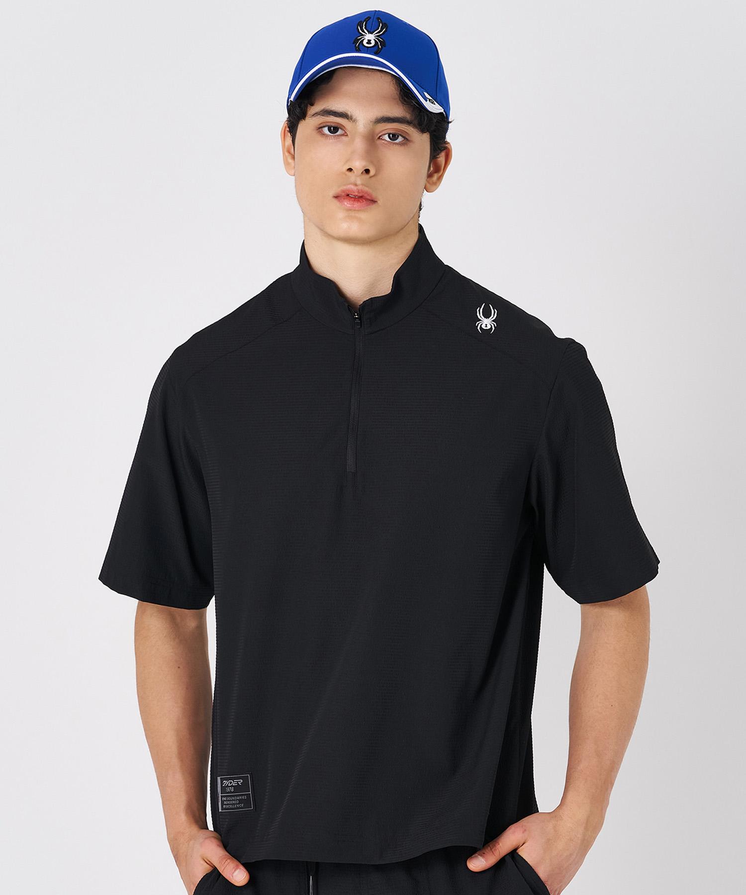 Spyder Men S Seersucker Short Sleeve Anorak Spkmcnrs304Mblk Black/090