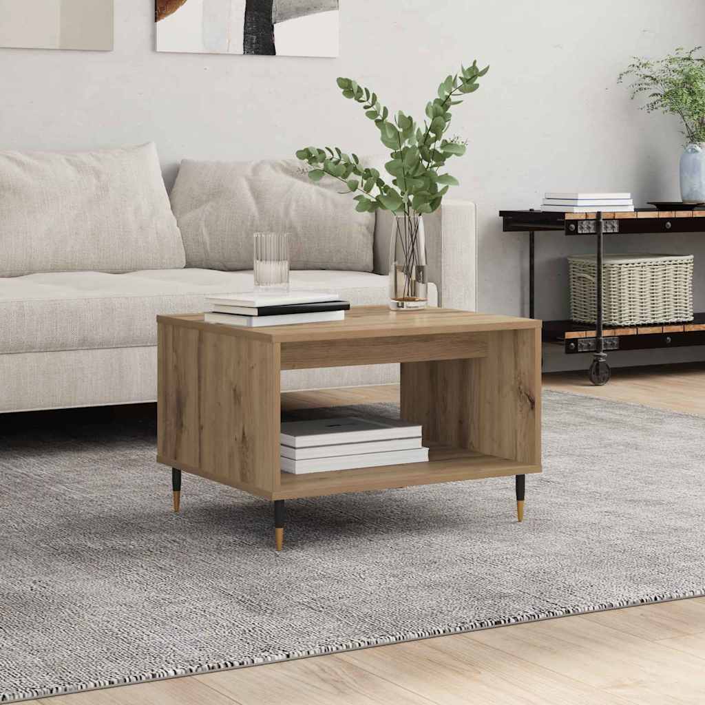 Artisan Oak Coffee Table 60 X 50 X 40 Cm Wood Based Material