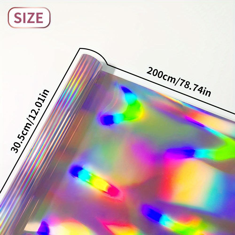 

1Roll Pink Rainbow Holographic Vinyl Self-Adhesive Lettering Film Waterproof for Craft Car Motorcycle Cup Laptop Window Sticker 200x30.5CM