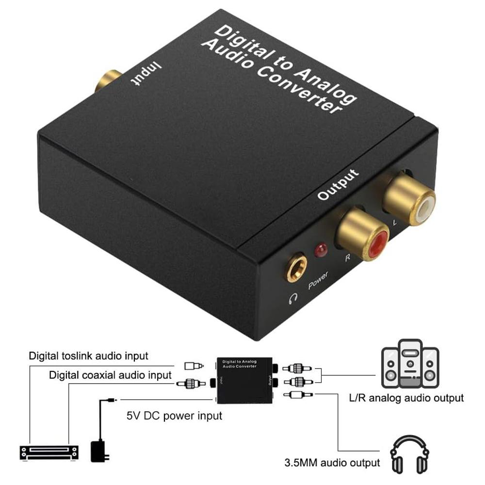 DAC Digital Analog Audio Converter Optical SPDIF Toslink Coaxial Input To L/R RCA 3.5mm Jack Headphone Amplifier Output for TVGood Product