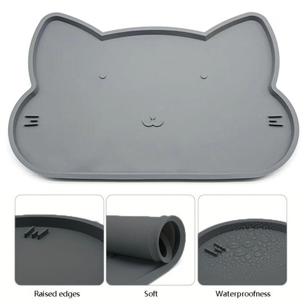 Silicone Pet Feeder Mats Cat-shaped Cat Placemat Portable Pet Bowl Mat Kitten Feeding