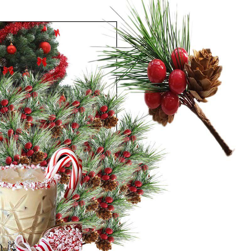 Weihnachtsdekoration Kiefernnadel-Bouquet Künstliche Blumen mit Beeren und Tannenzapfen für festliche Stimmung