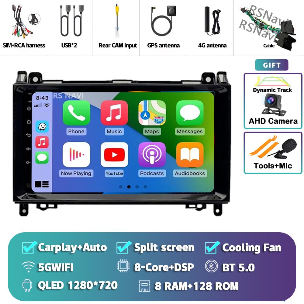 Android 14 Carplay Auto For Benz B200 Car Radio 4G+WIFI Player Multimedia Stereo 360 Camera Navigation Video Head Unit AI Voice