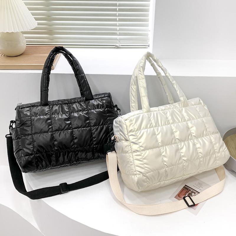Fashionable Women's Tote Bag, Female Large Capacity Padded Shoulder Bag, Quilted Checkered Handbag, Down Messenger Bag
