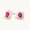 14K Ruby Sunflower Earrings