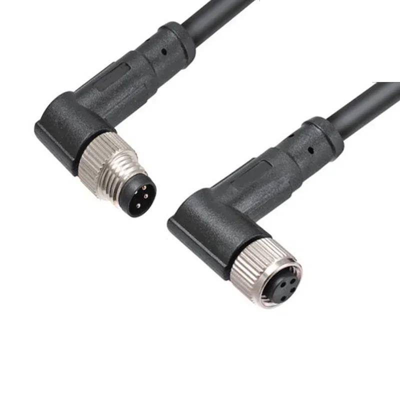 Waterproof Double Plug M8 3P 4P 5P 6P 8Pin 1M 2M PUR/PVC Cable Straight/Angle Aviation Male Female Plug Sensor Power Connector