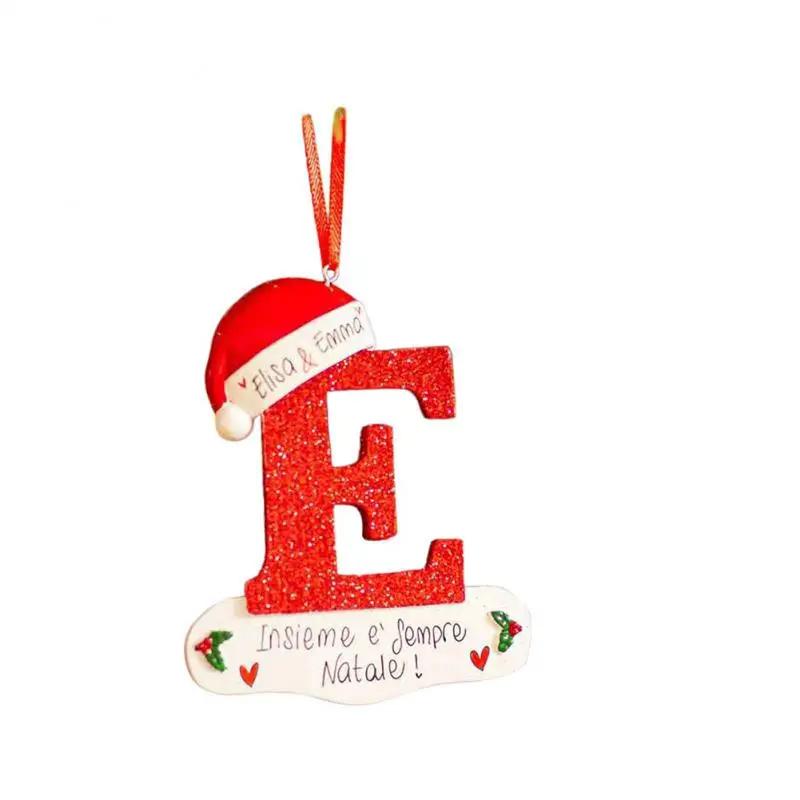 Christmas Tree Decoration Letter Pendant 26 Letters Home Holiday Wooden Pendant Xmas New Year Decor Ornament Customizable