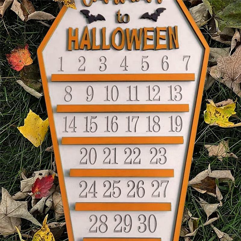 VOFUN-Halloween Advent Calendar 31 Days Happy Halloween Coffin Calendar Countdown Calendar + Cutting Three Decoration C
