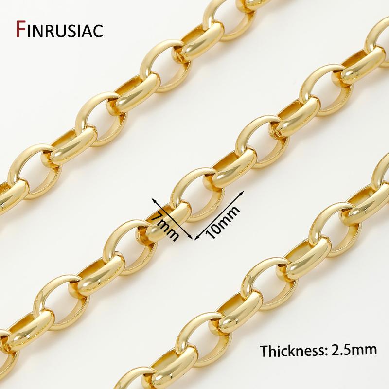 18K Gold Plated Brass Oval Chain for Jewelry Making,7*10mm Large Heavy Chunky Chain For DIY Necklace Bracelet Making Findings 0.5 meter
