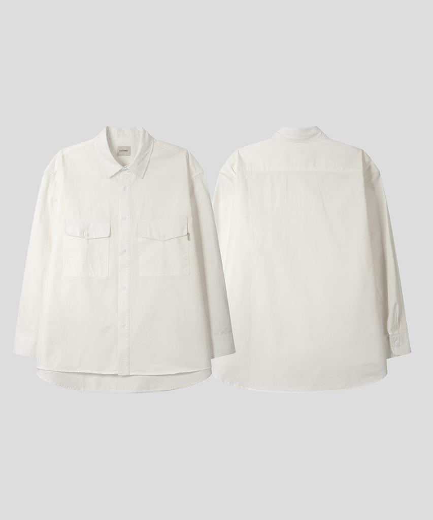BLACK MOMENT Utility Two-Pocket Cotton Overshirt [White]