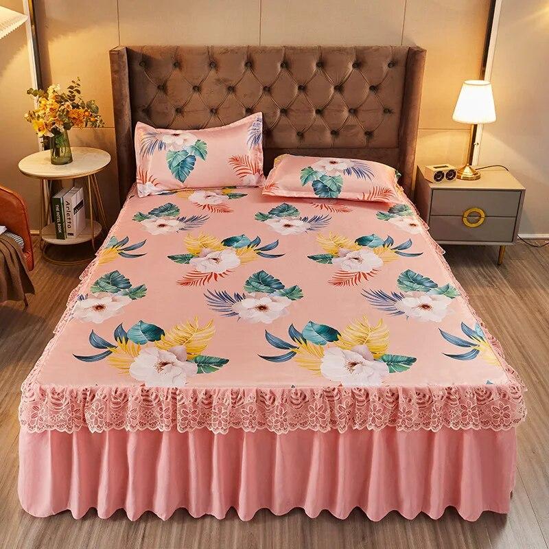Summer Cool Mat Bed Skirt Princess Style Cute Bed Sheets Embroidered Sheets Fitted Bed Sheet Bedspreads Ice Mat Home Textiles