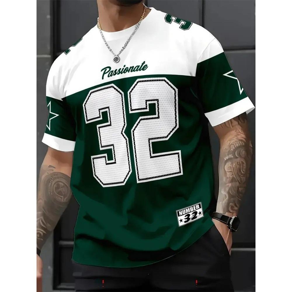 Men's sports T-shirt with numbers - machine washable polyester fiber fitness shirt, suitable for fitness, sports, and casual wear