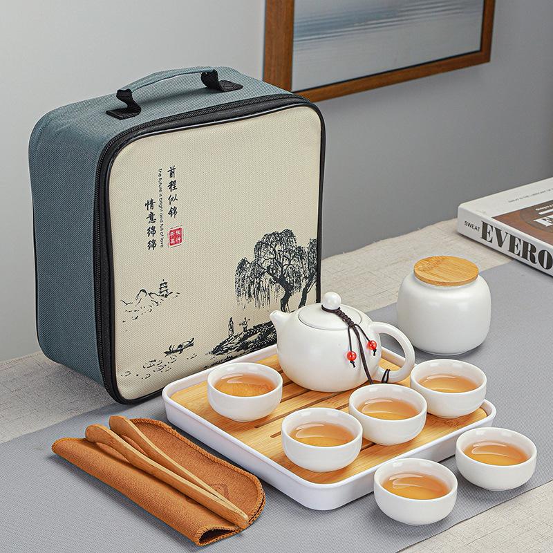 Ceramic Kung Fu Tea Set Travel Portable Simple Business Event Gifts