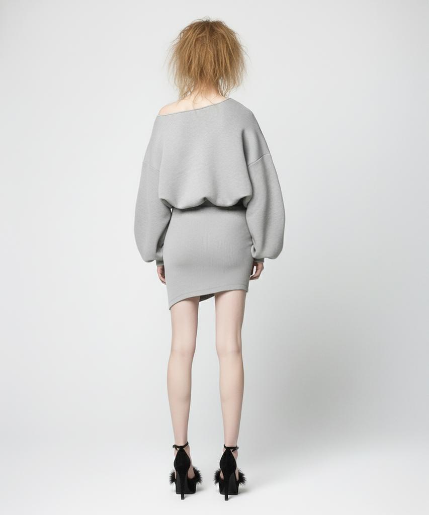 Milkeuaeswiaendeudolseu Asymmetric Sweat Mini Dress - Melange
