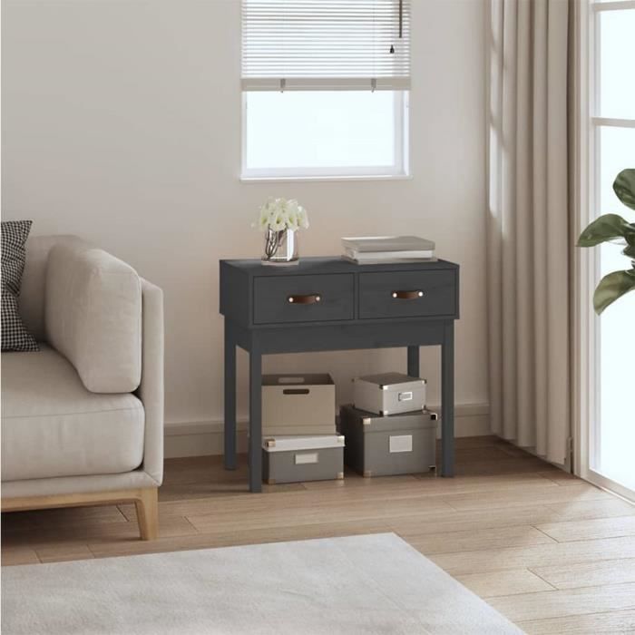 VidaXL Console Table Grey 76.5x40x75 Cm Solid Pine Wood 821751
