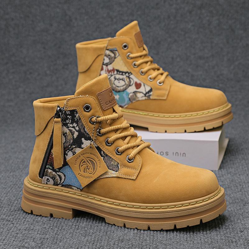 Autumn men's shoes new breathable high-top Martin boots men's trend versatile thick-soled non-slip tooling shoes casual short boots