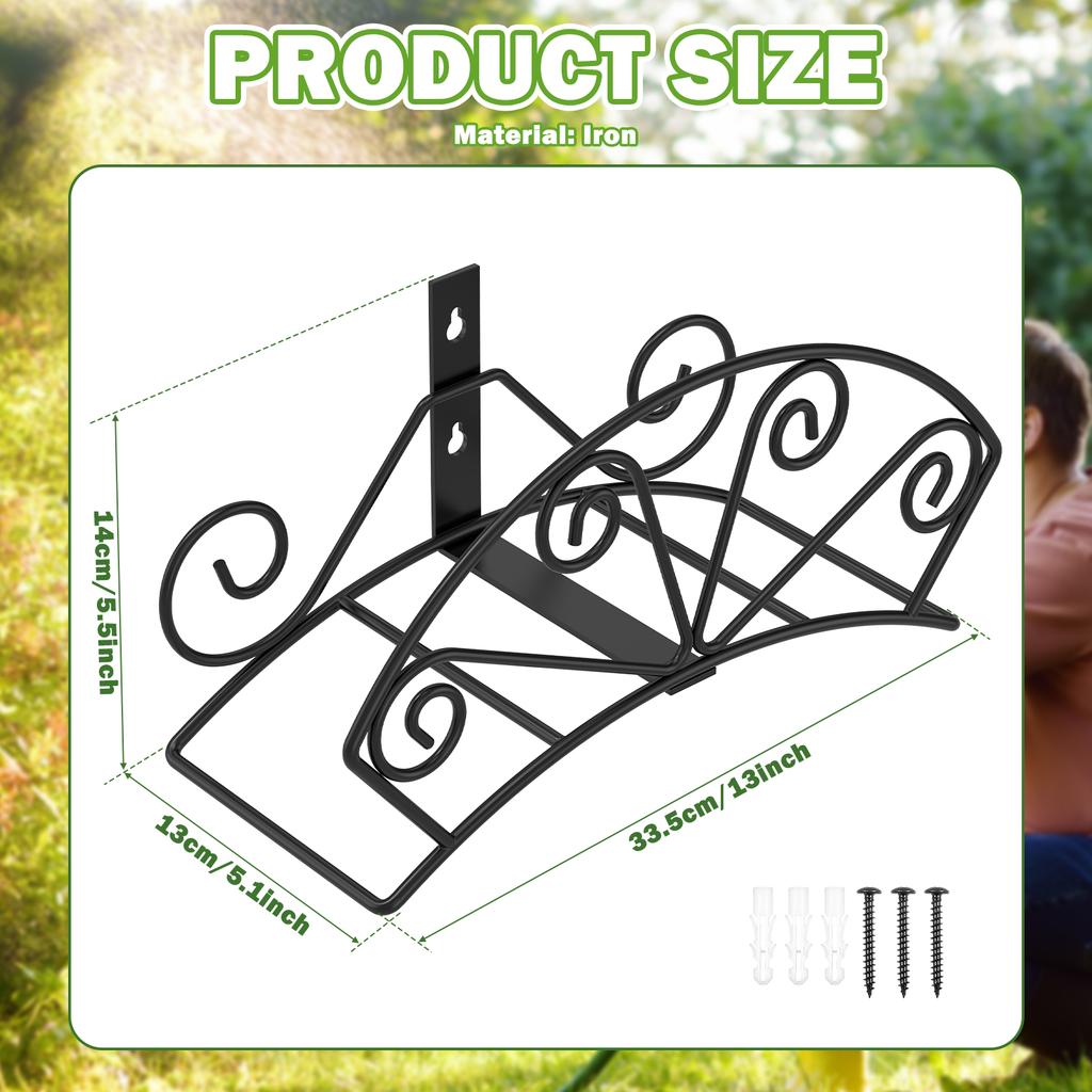 Garden Hose Holder Wall Mount Water Hose Hanger Storage Heavy Duty Metal for Equipment Tools Ropes Outside Organizer Rack