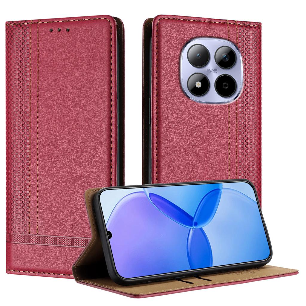 Pro Xiaomi Redmi Note 15 Pro 5G (Globální) Pouzdro ve tvaru L s mřížkovaným vzorem, kožené, s podpěrou a přihrádkami na karty