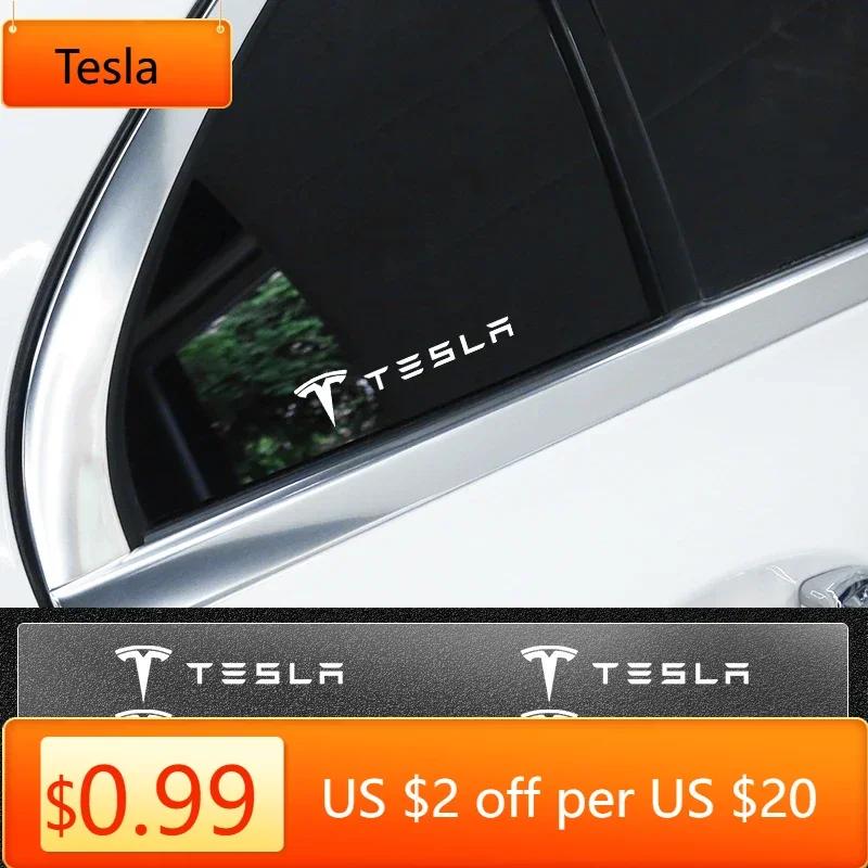 Adesivo de Carro Adesivos com Logo de Carro Tesla Lateral da Carroceria Para-lama Porta Janela Porta-malas Decalques Adesivos Decoração Exterior Para Tesla Modelo 3 Modelo S X