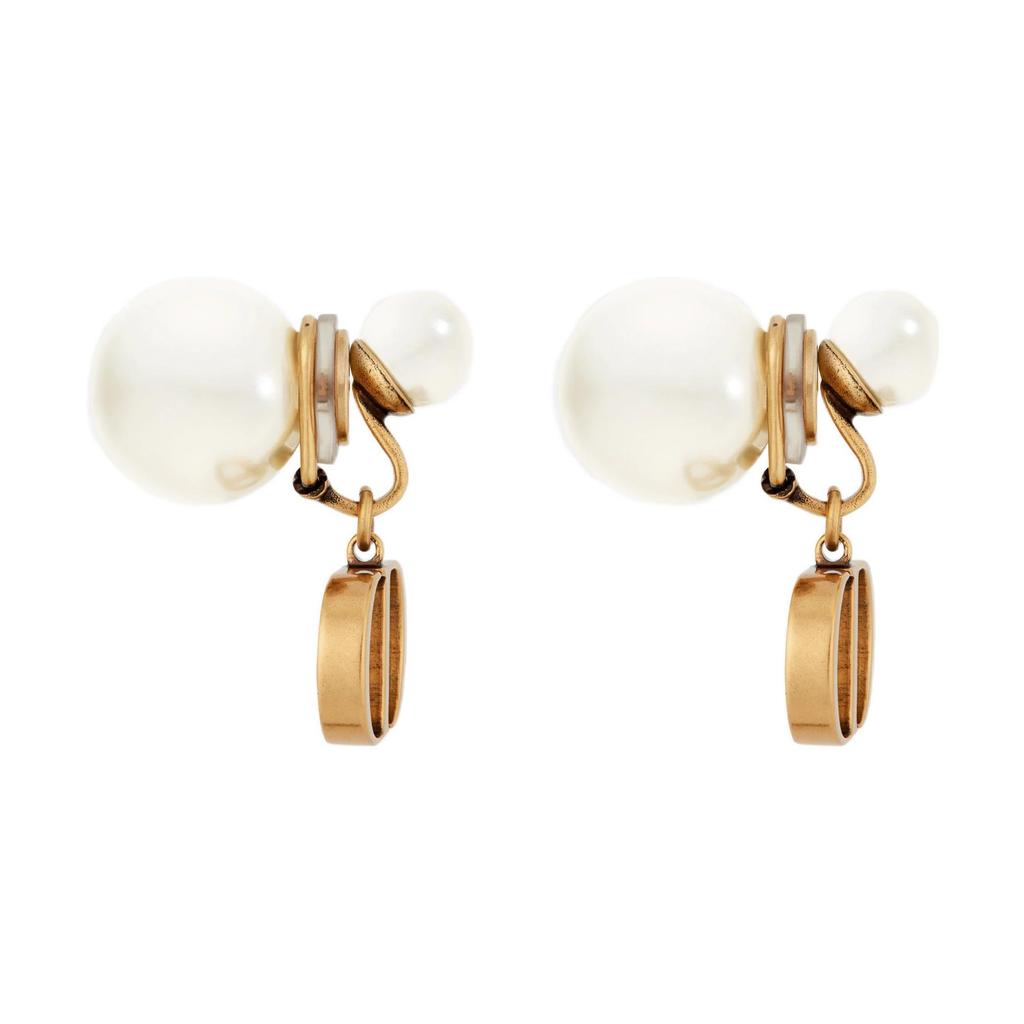 Dior Tribales Vintage Clip-On Metal Resin Pearl Earrings Women earrings Gold E2073WOMRS-D908