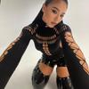 Fashion Style Street More Than Stylish Cut Out Jumpsuit Female Early Autumn New Arrival Sexy Sexy Slim Fit Long-Sleeved T-shirt