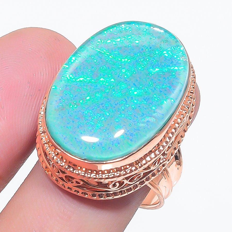 

Натуральный синий триплет опал 925 стерлинговое серебро ювелирное кольцо размер 9.5 P3h63