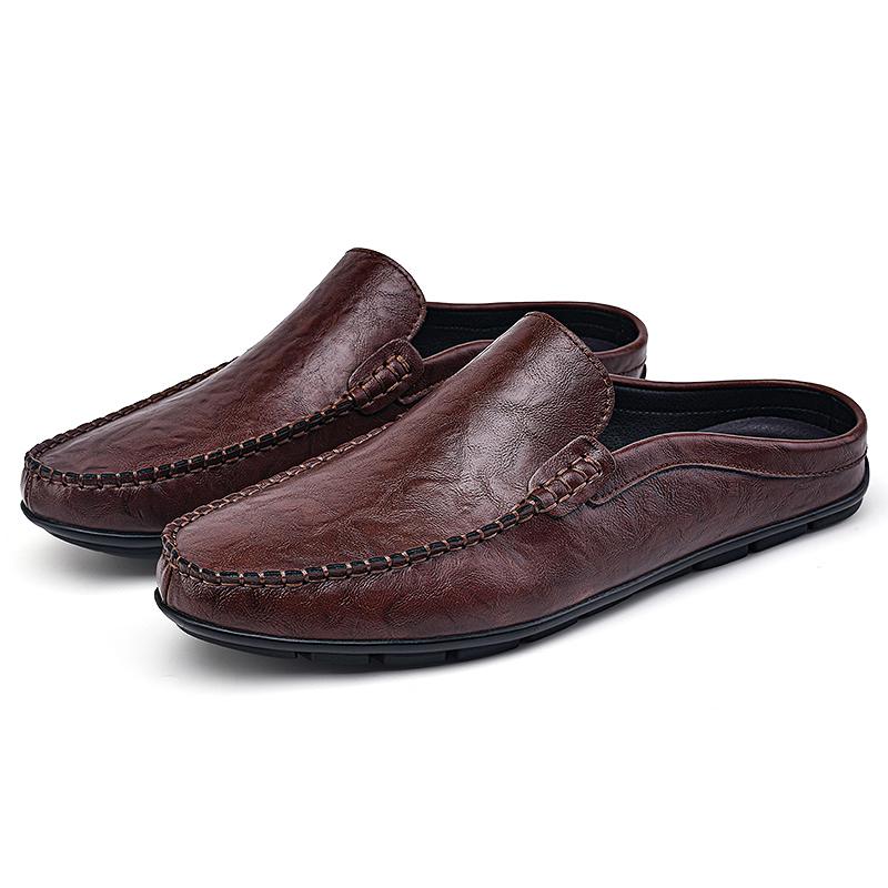 

Мода Новая Мода Мужские Полулоферы Шлепанцы Дышащие Мюли для Мужчин Легкие Дышащие Туфли Натуральная Кожа Шлепанцы Лоферы 47 коричневый