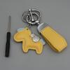 Instant Wealth Leather Keychain with Cartoon Pony Pendant for Couples – Trendy Bag and Car Accessory