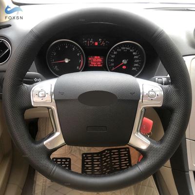 For Ford Mondeo 2007-2014 Galaxy 2006-2015 S-Max 2006-2014 Hand Braids On Car Steering Wheel Cover Perforated Leather Trim