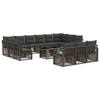 Garden Sofa Set 14 Pieces Gray and Dark Gray Poly Rattan