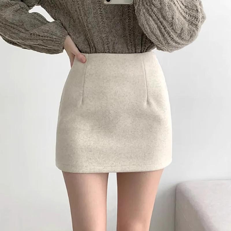 Women s Petite Apricot Wool-Blend Pencil Skirt - Autumn/Winter 2025 Versatile Commuter Style 2XL