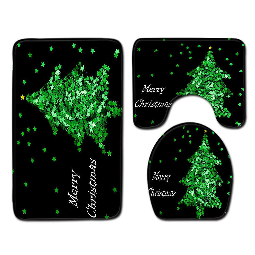 Christmas Bathroom Floor Mat Toilet Three-Piece Set