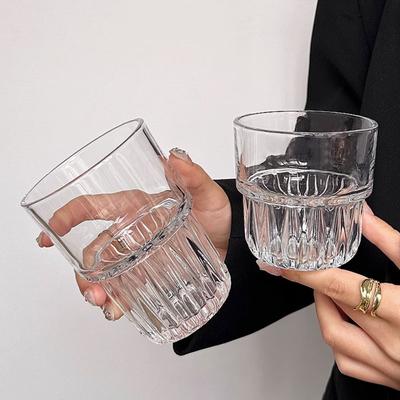 2 Pcs Stackable Transparent Cups Latte Cups Latte Art Cups Beverage Cups Juice Cups Breakfast Cups Portable Outdoor Glass Cups