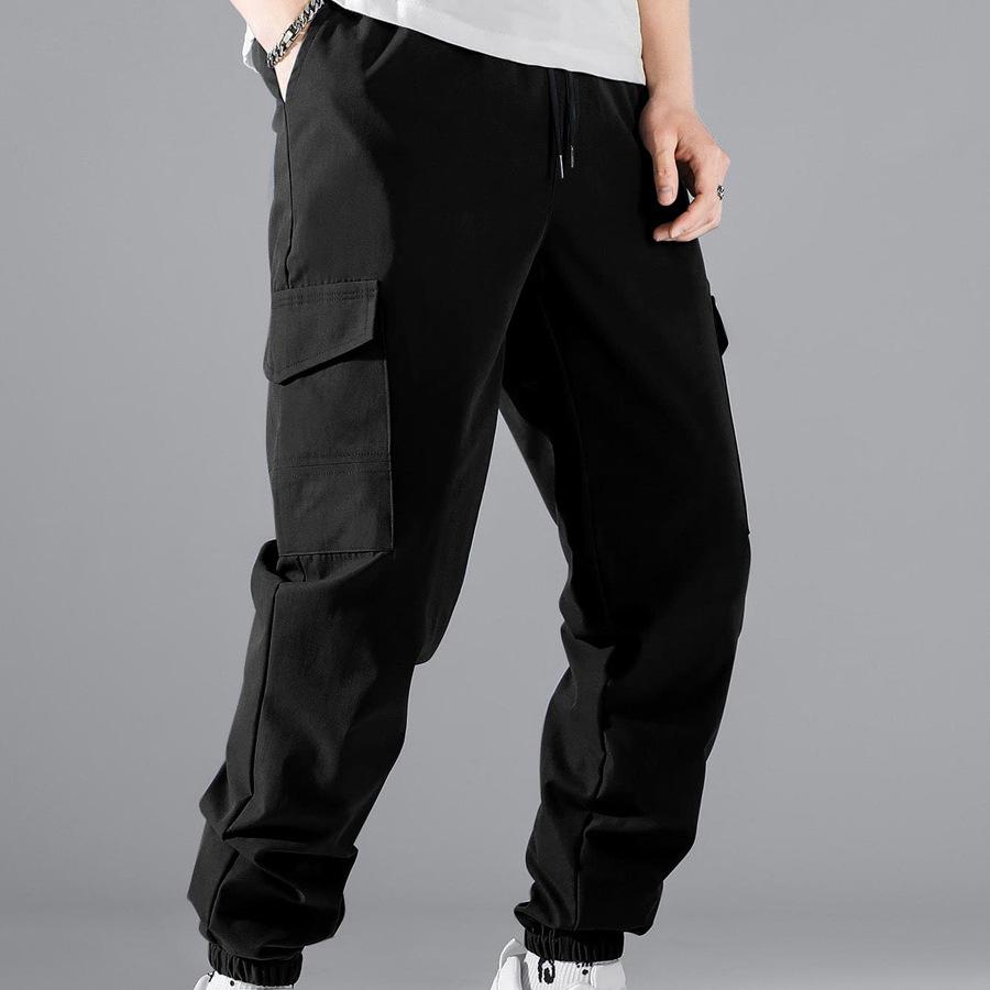 Men's Casual Cargo Pants Workout Joggers Sweatpants Hiking Drawstring Tactical Sports  Pants with Pockets Loose Athletic Trousers for Men