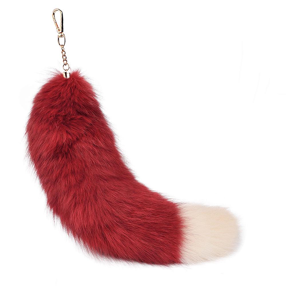 Silver Blue Fox Fur XL Pendant: Real Fur Women's Bag Charm & Car Keychain
